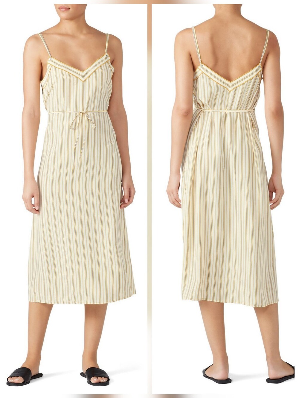 rag & bone Striped Ilona Dress Silk Sleeveless V-neckline Size XS